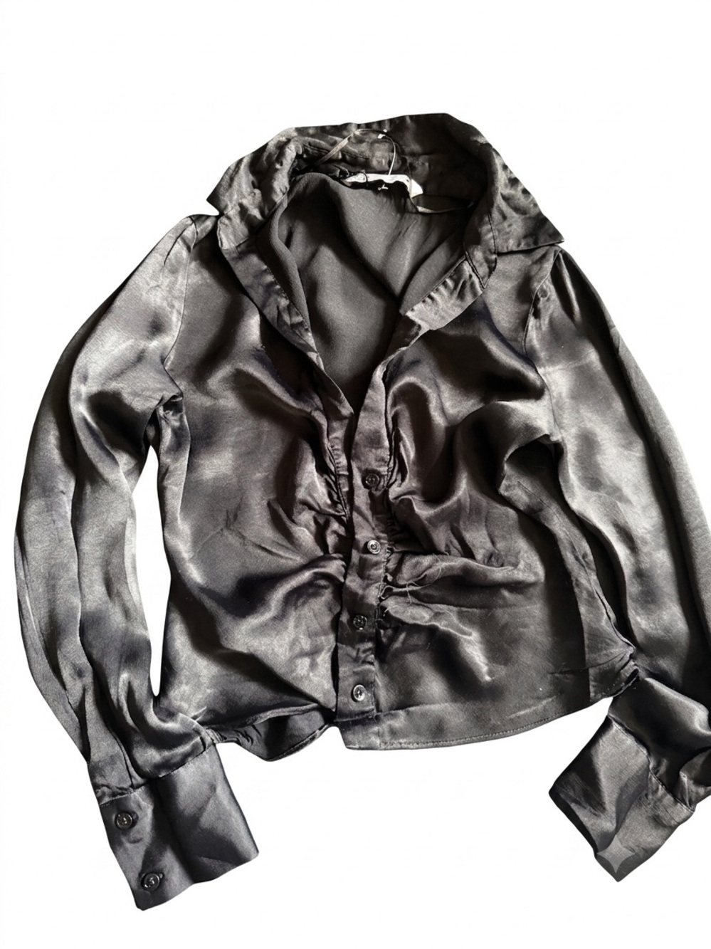 Zara Black Satin Button-Down Blazer